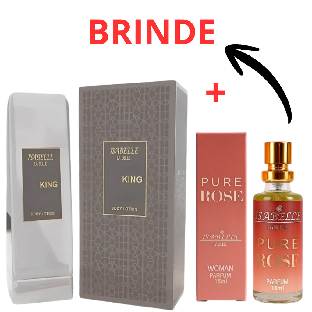 Kit Creme Bharara King e + Perfume Arabe Pure Rose 15ml Hidratante Corporal 200ml