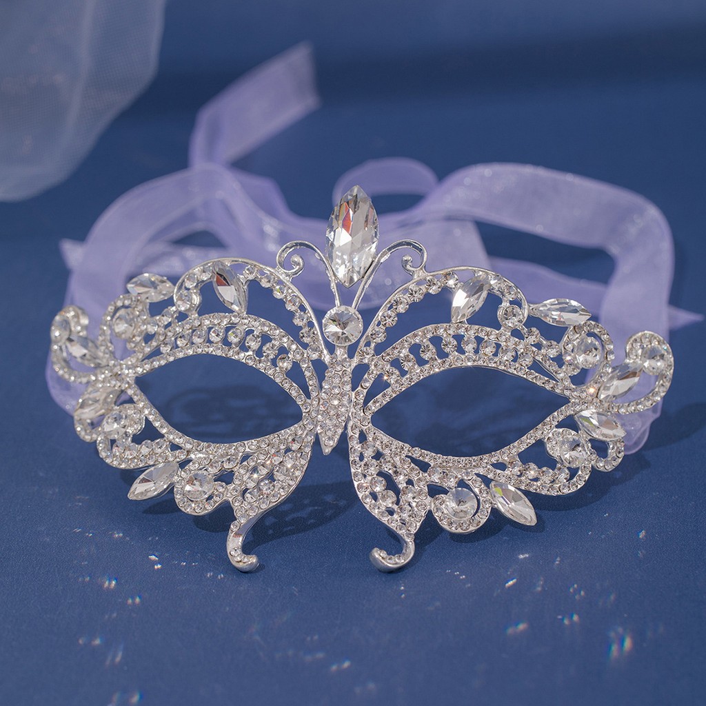 Máscara De Máscaras De Cristal Feminina Strass Fantasia Festa À Noite Para Performance De Palco Bola Escolar