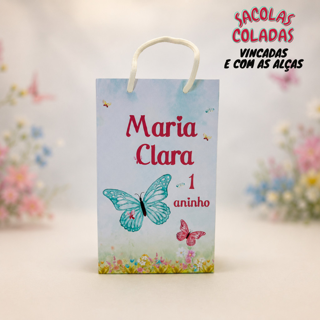Sacolinha P Borboleta / borboleta colorida/Personalizados /Lembrancinha de Festa /Aniversário