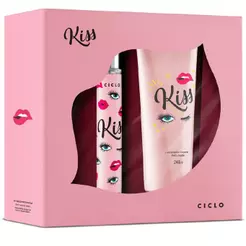 Kit Kiss Ciclo Perfume Deo Colônia 30ml + Hidratante 240ml Presente Conjunto