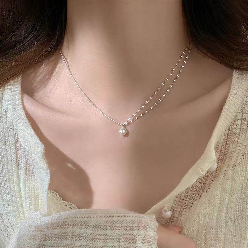 colar femenino colar 925 prata esterlina pérola colar 2025 novo estilo de venda quente High-end colar feminino luz luxo