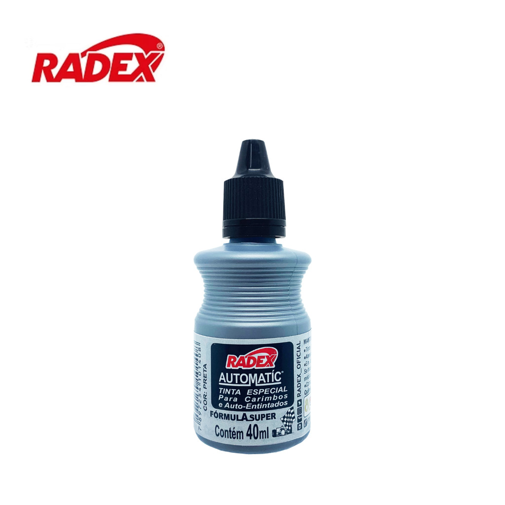 Tinta Para Carimbo Auto Entintado 40ml - RADEX Cor:Preto