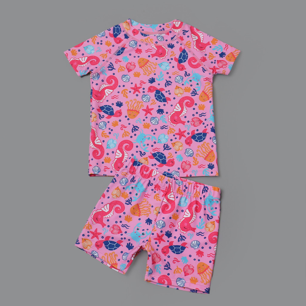 8818 comércio exterior crianças dividir maiô bonito dos desenhos animados meninas Shorts de manga curta terno moda crian