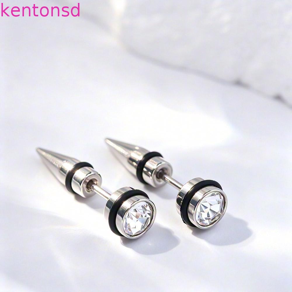 KENTONSD 2 Peças De Brincos De Zircônia , Cristal Hip Hop Masculinos , Brinco De Aço Inoxidável Estilo Coreano