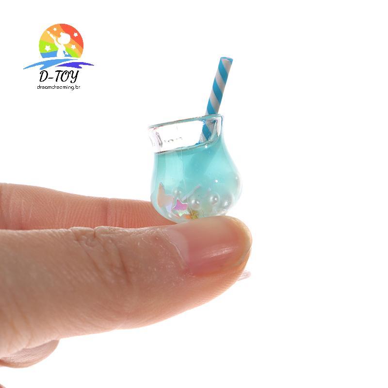 D-Toy 2 Peças Mini Copos De Bebida Modelo Fingir Jogar Acessórios De Boneca De Comida Caber Casa De Brincar Brinquedo Bo