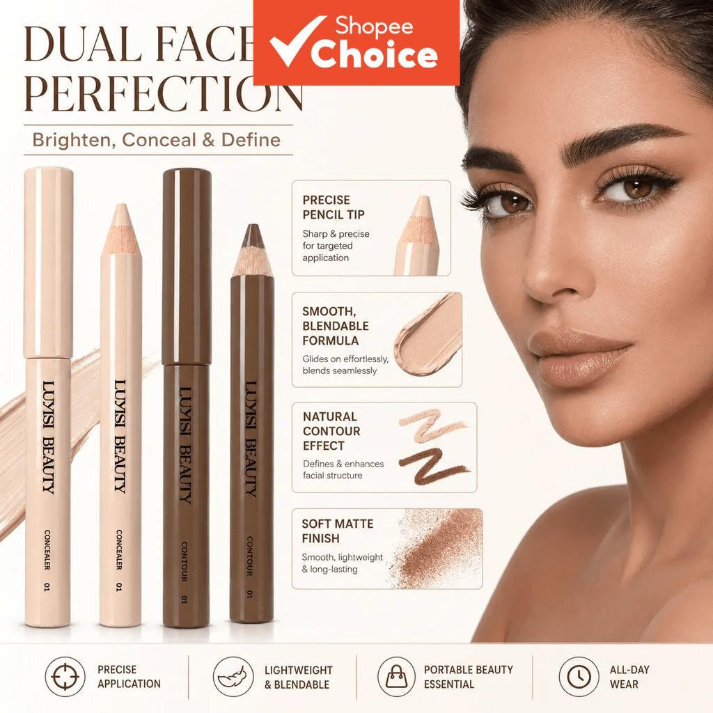 Conjunto De Lápis Corretivo E Contorno , 2 Unidades-Bastão Facial Cremoso Misturável Para Destaque , Escultura , Sombra