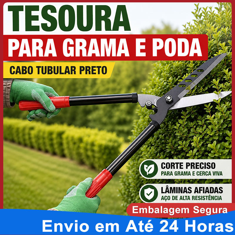 Tesoura de Poda Para Cerca Viva e Grama Profissional 53cm Tesourão de Jardim Para Arbustos