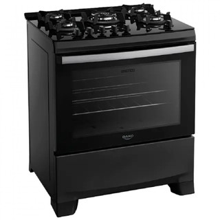 Fogão Supreme Preto Bivolt Glass 5 Bocas Automático Mesa de Vidro Dako