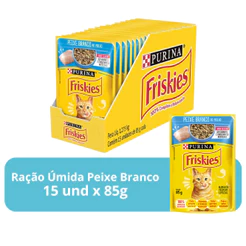 Ração Úmida Friskies Peixe Branco para Gatos Adultos 85g - 15 unid.