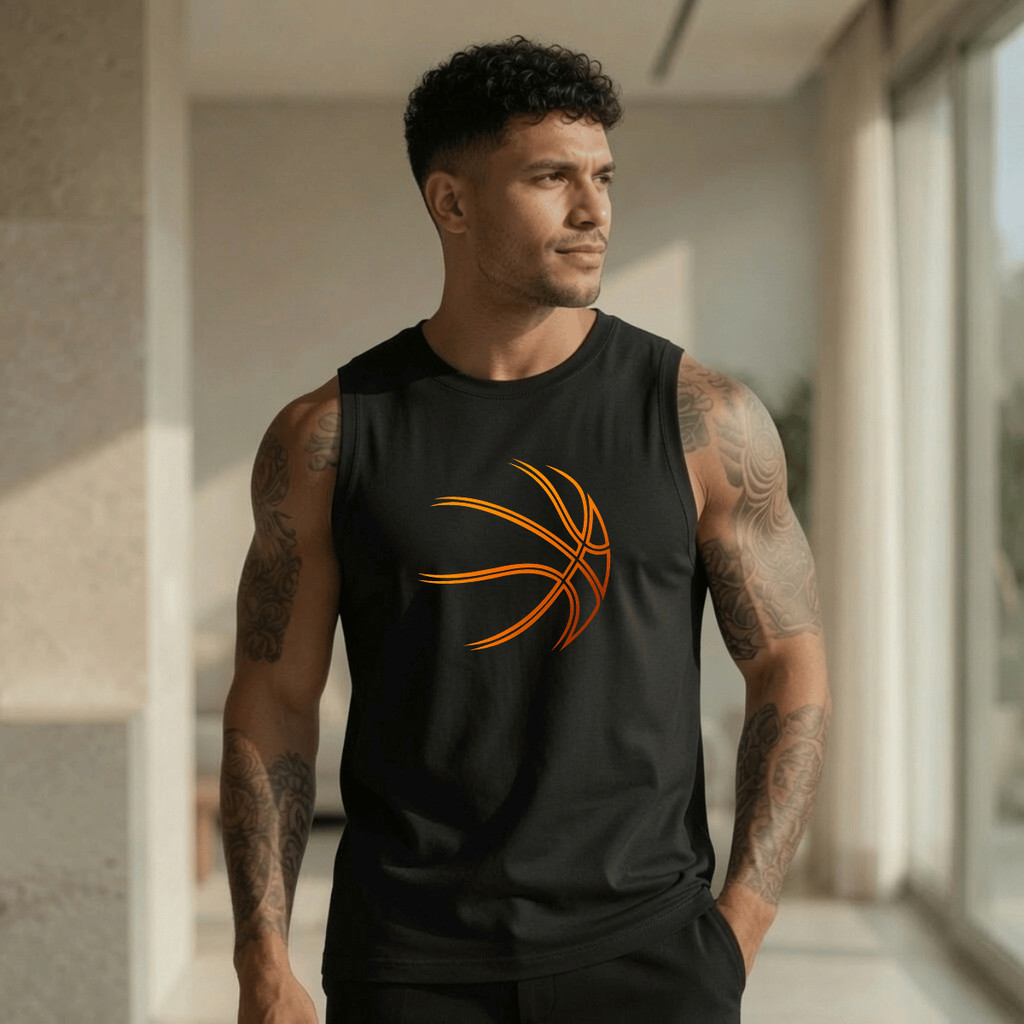 Regata Masculina Estampada Basquete Ball 100% Algodão Academia Premium Fitness Casual Streetwear Verão Camiseta Cavada