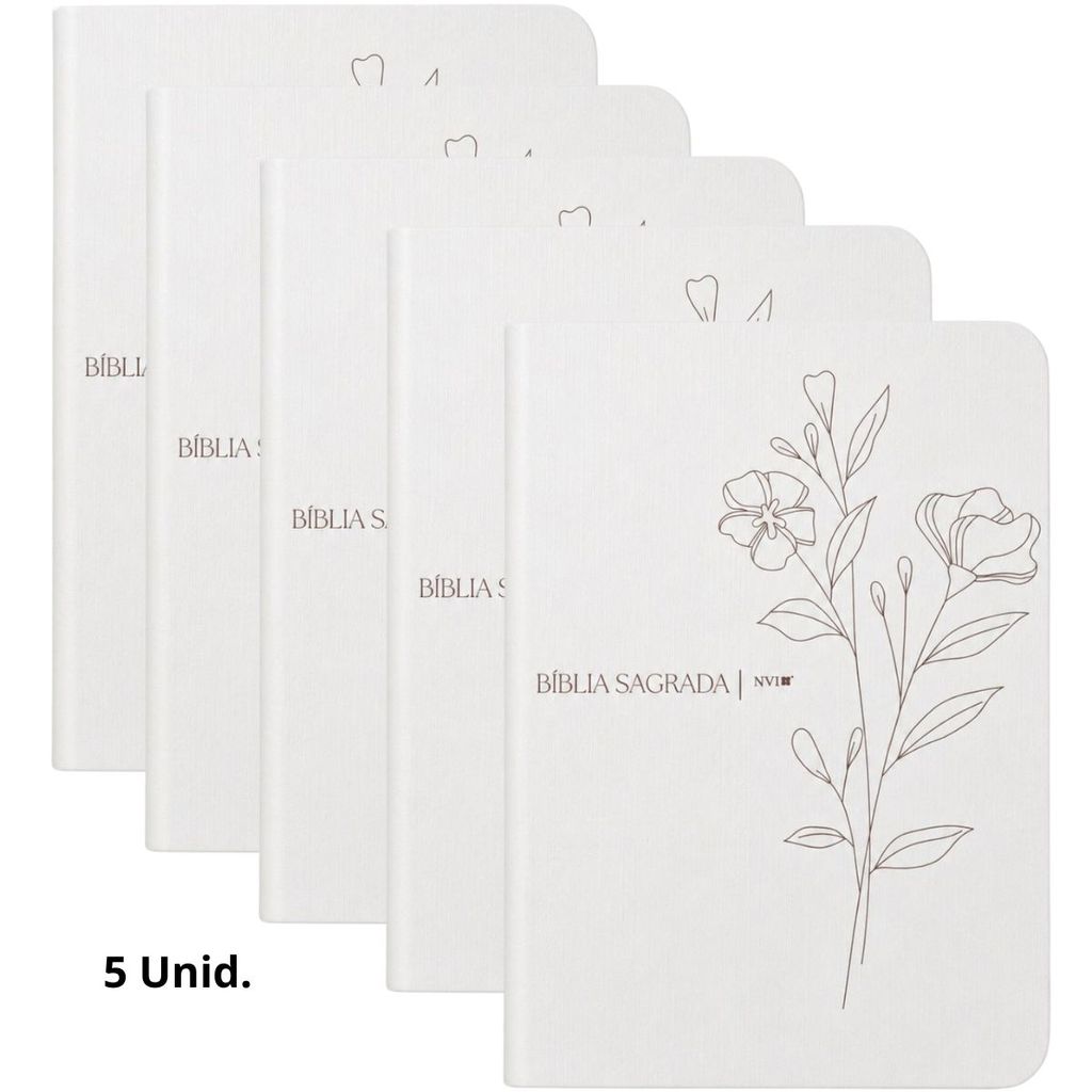 Kit 05 Bíblias Sagrada | NVI | Capa Clara Floral