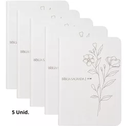 Kit 05 Bíblias Sagrada | NVI | Capa Clara Floral