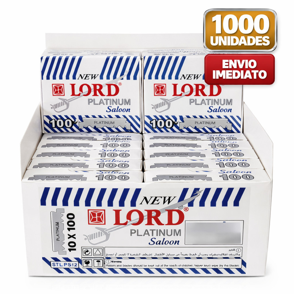 Kit 1000 Meia Lâminas Barbear Inox Lord Platinum Original Exclusivo corte fino