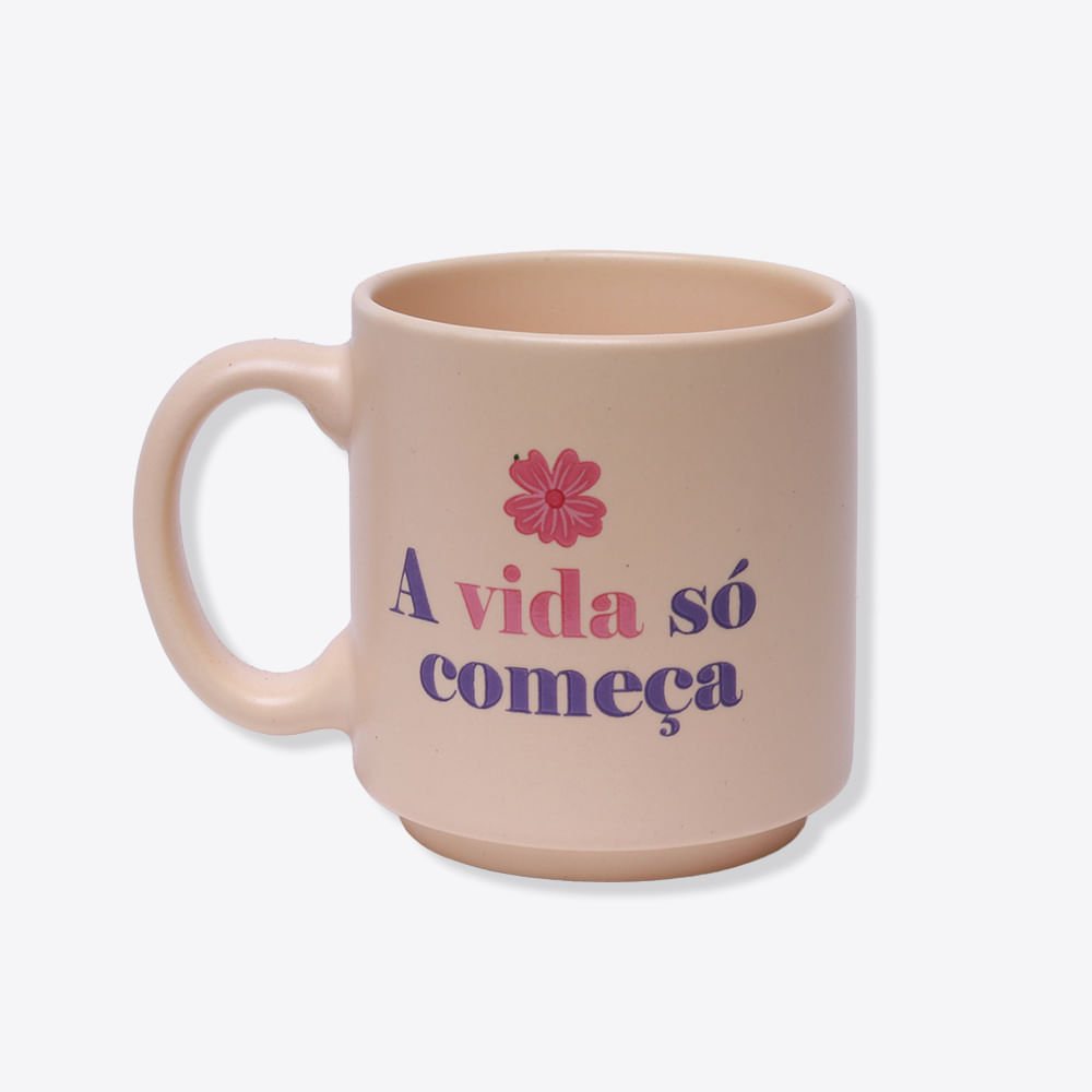 Caneca Mini Tina Floral A Vida Começa - Zonacriativa