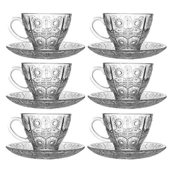 Jogo De Xícaras E Pires Em Vidro 12pçs Chá/Café Transparente - Boêmia