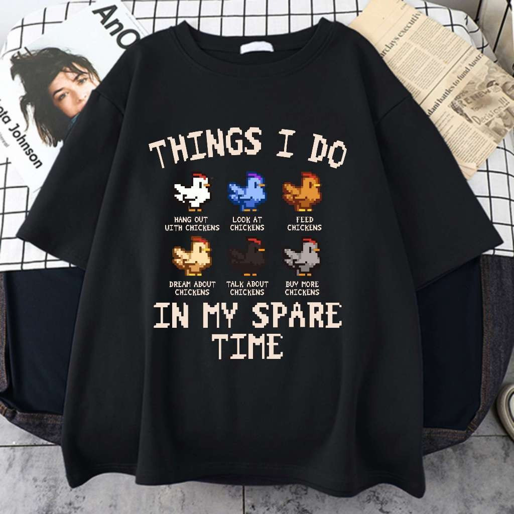 [Camiseta Premium em Algodão Puro]SISI Camiseta Camisa Unissex Stardew Things I Do In My Spare Time Cozy Game
