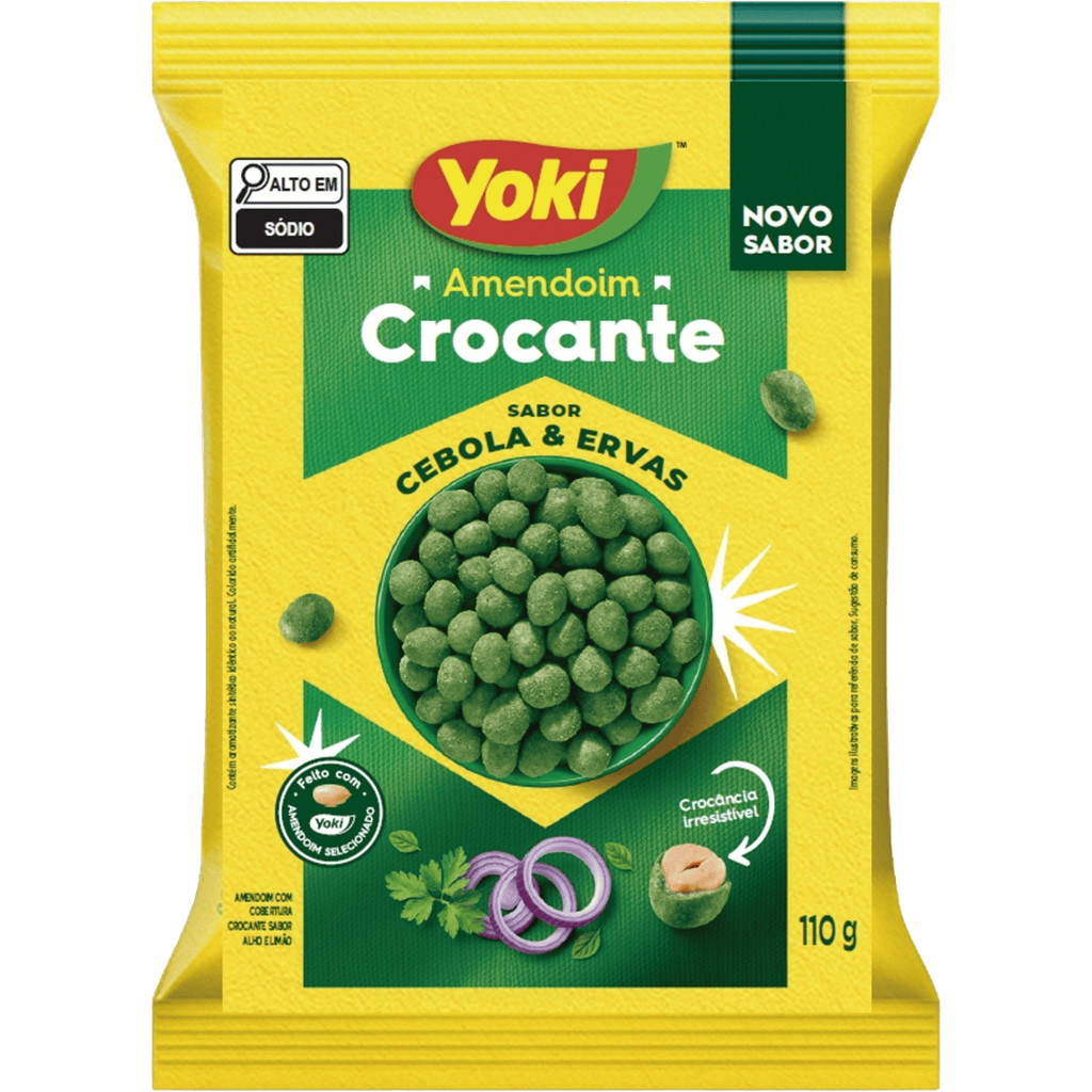 Yoki Amendoim Crocante Cebola & Ervas Pacote 110g