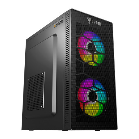 Gabinete Gamer CLANM Kaesar Preto Mid Tower Tela Mesh Aço SPCC ATX Micro-ATX Fluxo de Ar PC Gamer