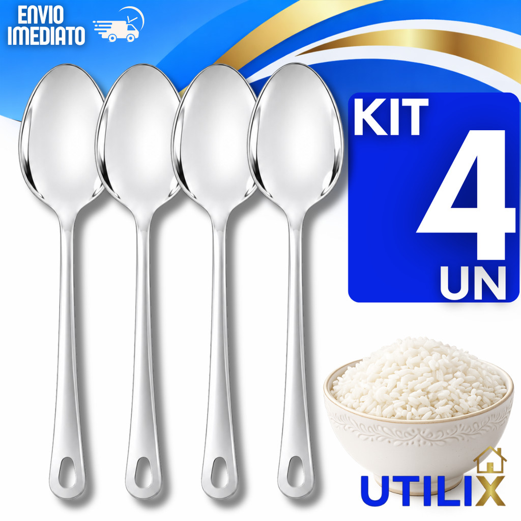 Utensílios Colher Arroz  Aço Inoxidável Casa Buffet Utilidades Praticidades