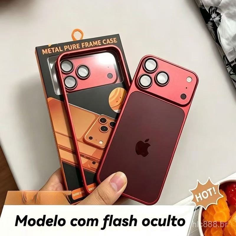 Faça com que o seu iPhone pareça um 18PM moldura metálica fosca para iPhone 16 15 14 13 12 ProMax flash oculto