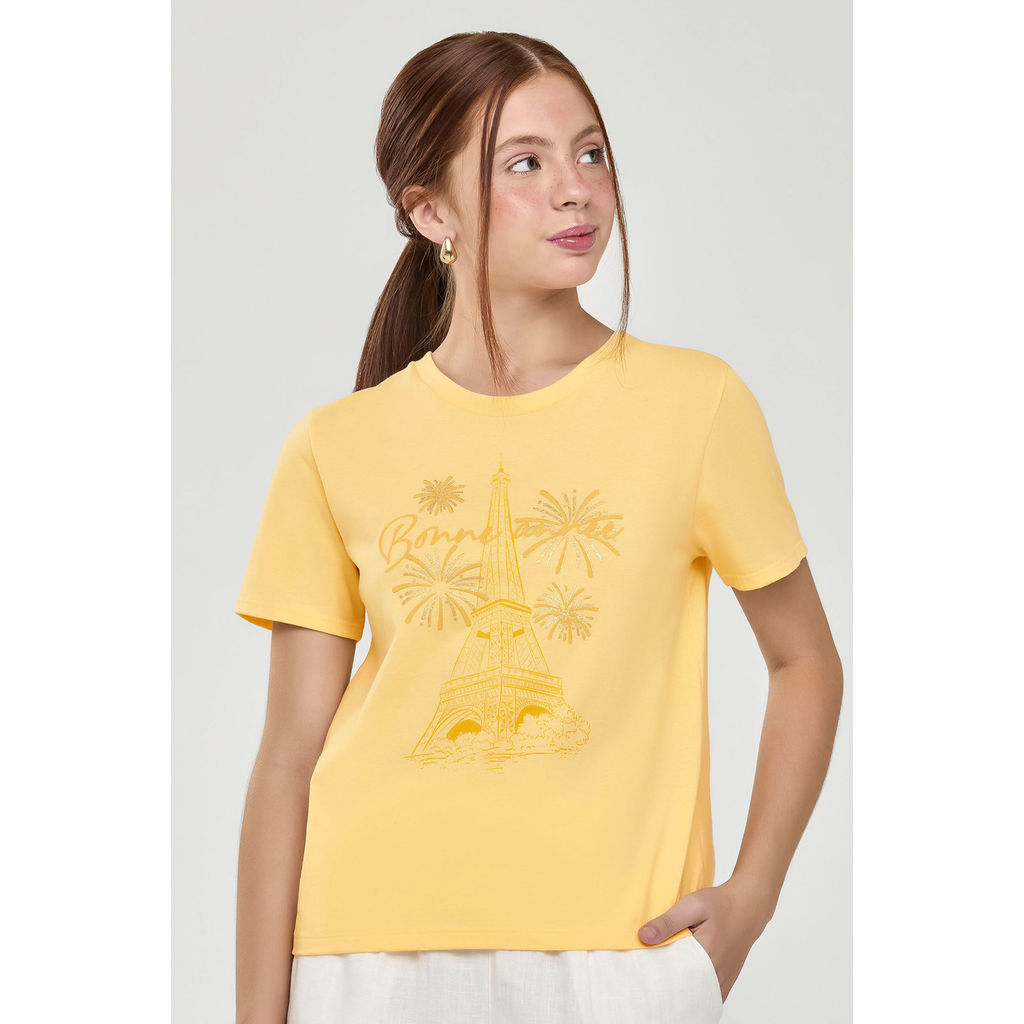 Blusa Juvenil Menina Celebration Beats Amarelo