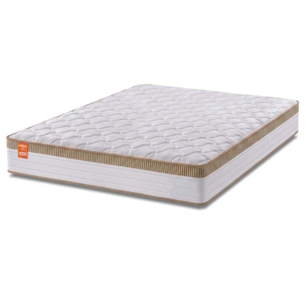 Colchão Casal Queen Molas Ensacadas Real 158x198x27cm Branco / Bege - Suporta até 130Kg Por Pessoa
