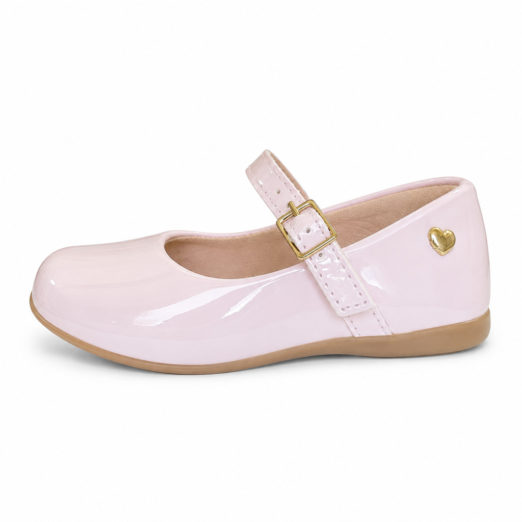 Sapatilha Feminina Infantil Confortável Elegante Fivela Coração 3290-01