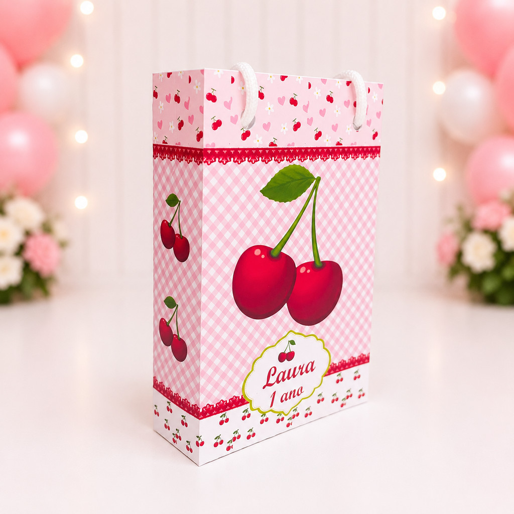 Sacolinha Cereja/Cerejinha Personalizada/Lembrancinha de Festa /Aniversário / Festa infantil
