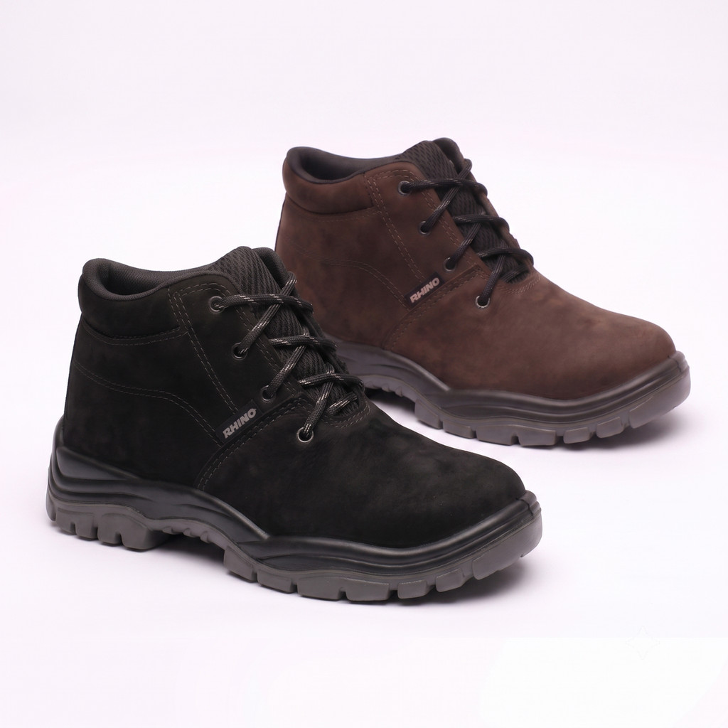 Bota Bico PVC de Trabalho Couro Nobuck Legitimo Conforto