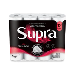 Papel Higiênico Folha Dupla 30m com 12 Rolos Supra