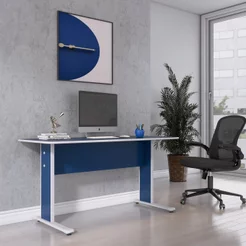Escrivaninha Mesa Escritório Gerência MX150 Maxxi 150cm Azul e Cinza Cinza Azul