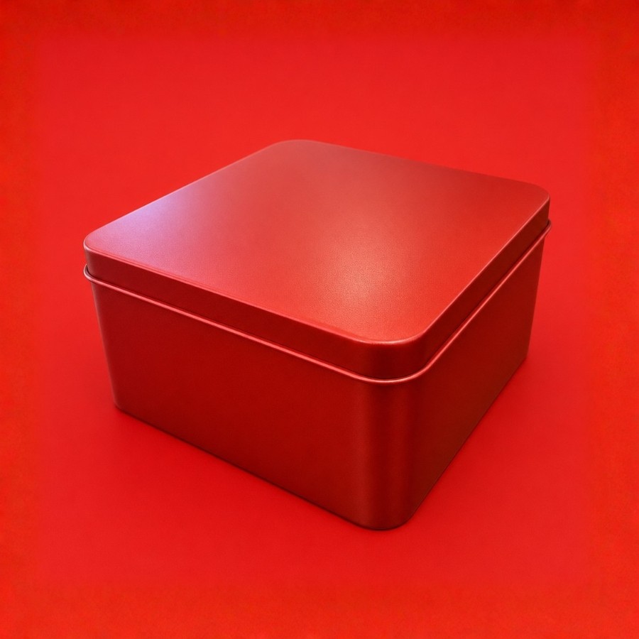 Lata de Metal Quadrada - Vermelho - 11,5x11,5x5cm - 1 unidade - Rizzo