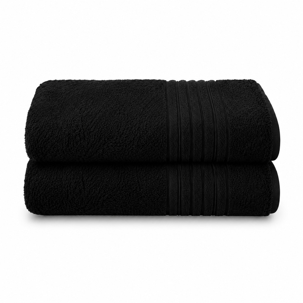 Kit 2 Toalhas de Banho 62x130cm Lyra 300g/m² Preta Macia Absorvente Confortável Seca Rápida Camesa