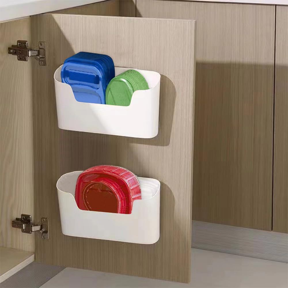 Organizador Adesivo para Porta de Armário Bawuie, Organizador de Tampas para Recipientes de Armazenamento de Alimentos, 