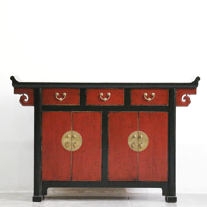 Novo estilo chinês de madeira maciça virada armário de entrada angustiado Retro clássico Foyer sapato gabinete bloqueio 