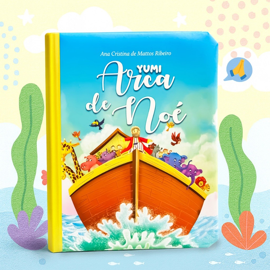 Livro Infantil Educativo A arca de Noé Capa Dura 0 a 8 anos Histórias da Bíblia Almofadado Folhas Duras Premium