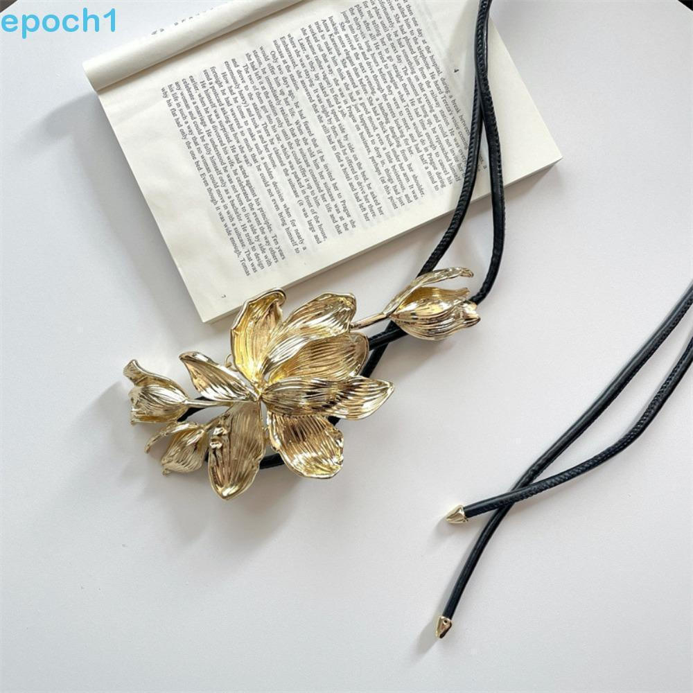 Corrente De Cintura De Tulipa EPOCH1 , Cinto Elegante De Flor De Liga Grande , Sem Perfuração De Corda De Couro PU Vinta