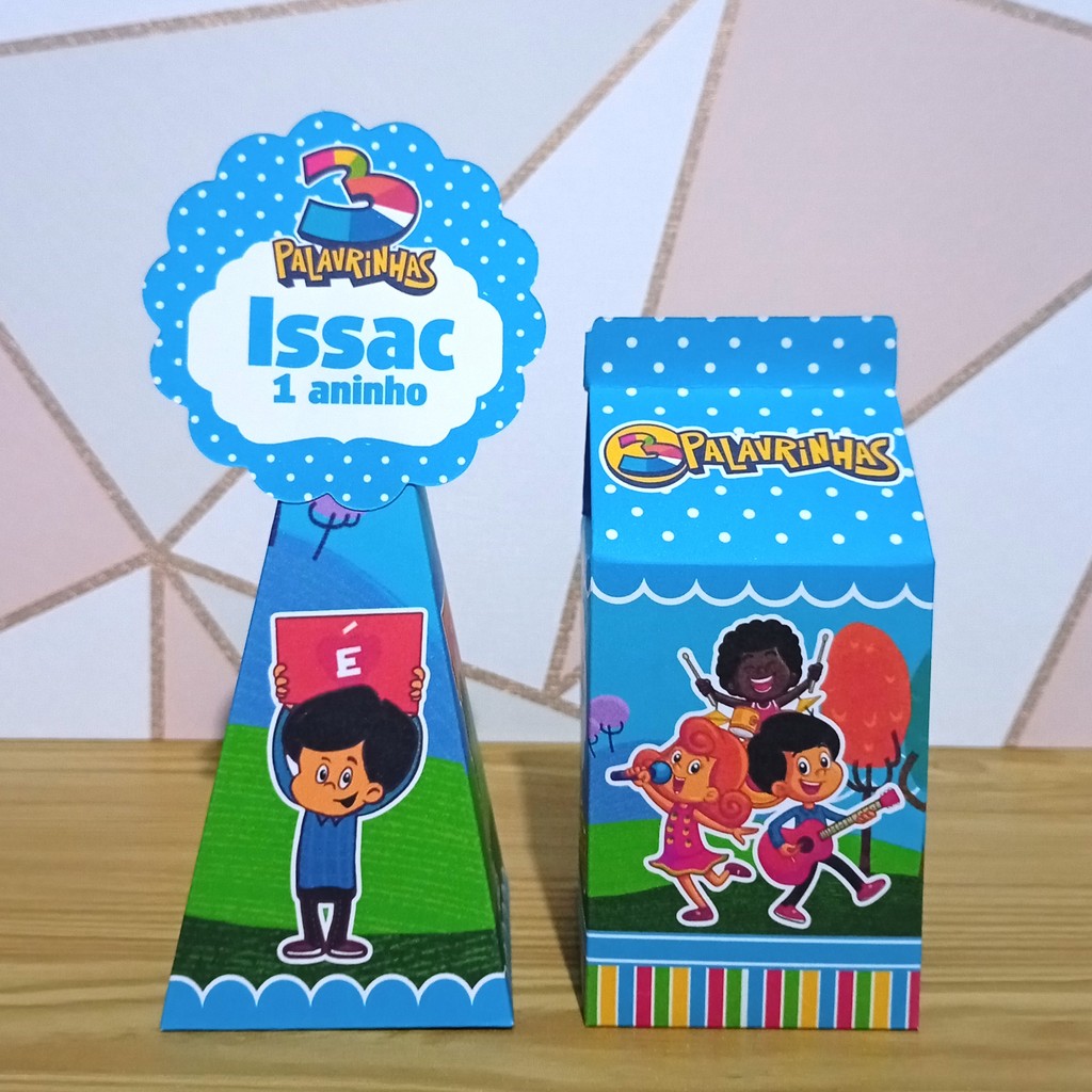 Kit Personalizado 3 Palavrinhas Azul | Lembrancinhas Festa Infantil | Caixinhas | Aniversário