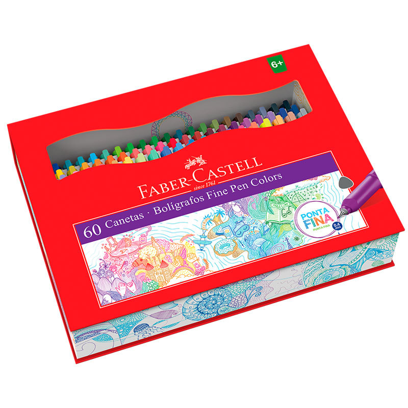 Caneta hidrográfica Fine Pen Colors 60 cores FPB/ES60ZF/356760 Faber-Castell