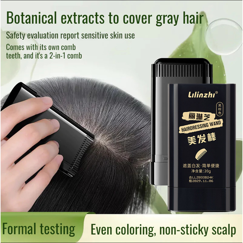 Bastão De Cabelo À Prova D'água E De Suor , Sem Desbotamento Ou Manchas , Cobre Cabelos Grisalhos , Pente Dentado natura
