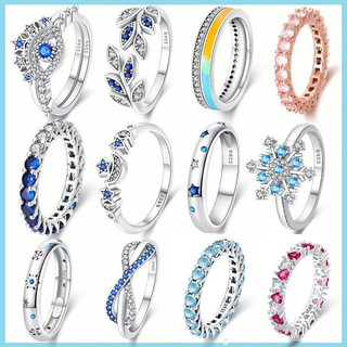 Anel Feminino de Marca 2023, 100% Prata Esterlina 925, Anel Arco-Íris Estrela e Lua, Joia Exquisita para Casamento, Noiv