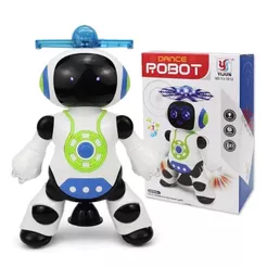 Robô de dança de música elétrica, robô deslumbrante, rotação de 360 graus com luzes para crianças