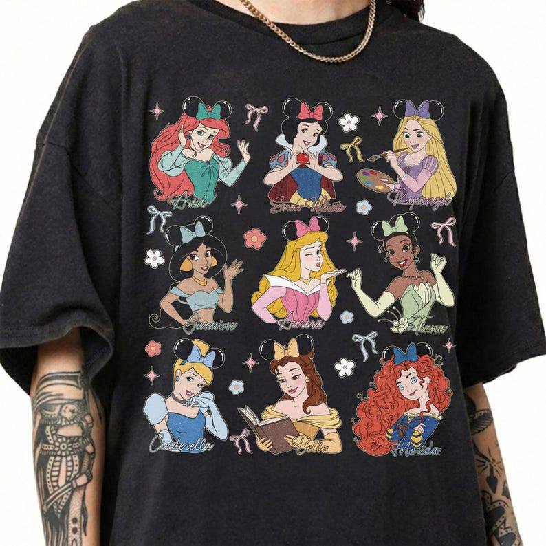 「BR.Moonlight」Camiseta Unissex Disney Princess Personagens Estampa Mágica Linda Confortável Estilosa Moda Feminina