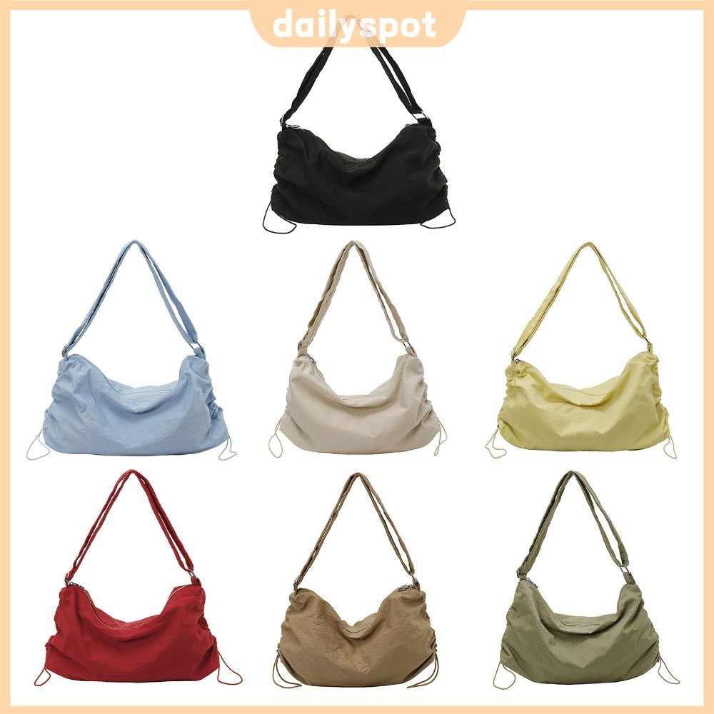 Bolsa De Ombro Feminina De Nylon De Cor Sólida Com Zíper Crossbody Para Uso Diário No Trabalho [dailyspot.br]
