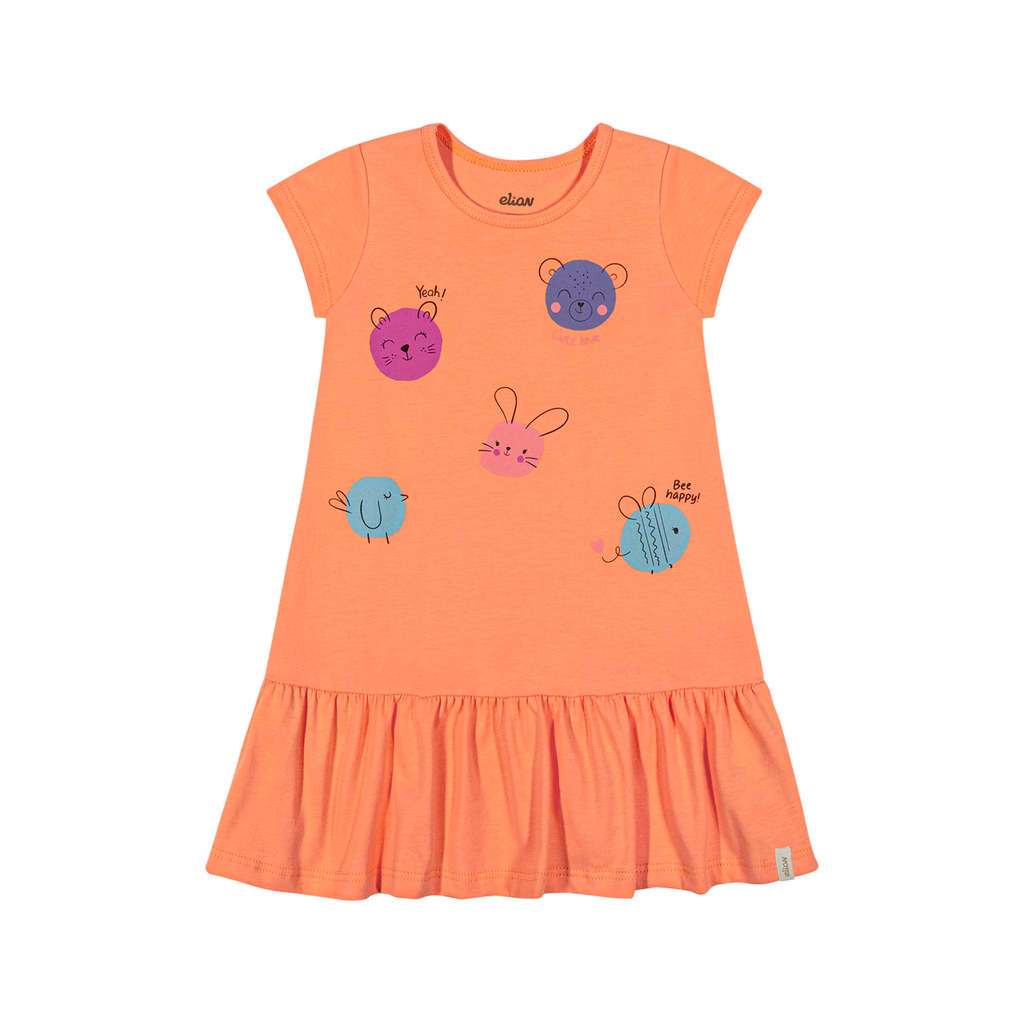 Vestido Bebê Menina Poás Bichinhos Elian Laranja
