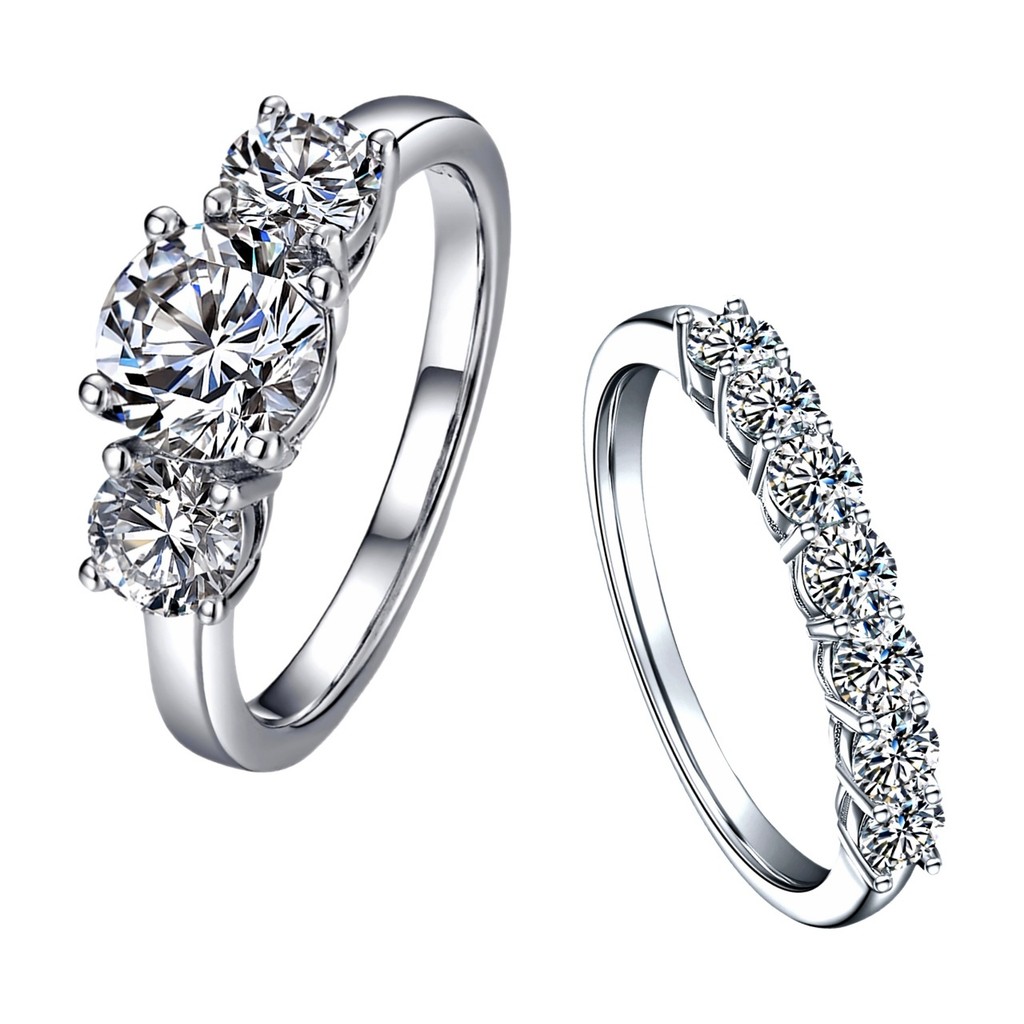 Anel feminino de diamante brilhante S925 3 diamantes + 7 diamantes, anéis de noivado, presentes de proposta feminina