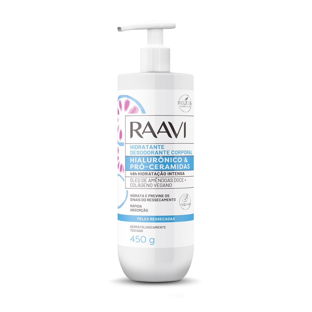 Creme Hidratante Corporal Hialurônico & Pró Ceramidas Raavi 450g