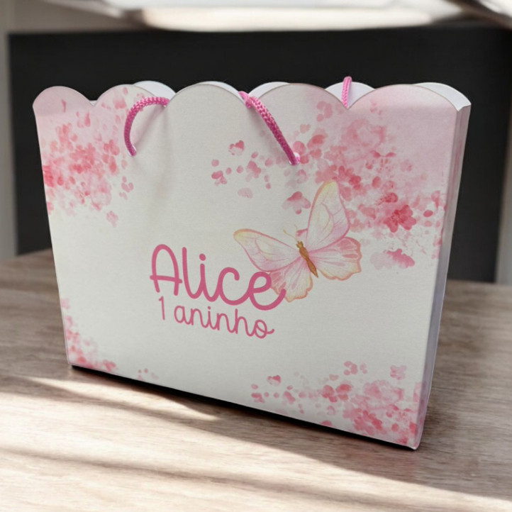 10 Sacolinhas Jardim Encantado borboletas Personalizadas – Lembrancinha Festa Infantil G (20x16x6)
