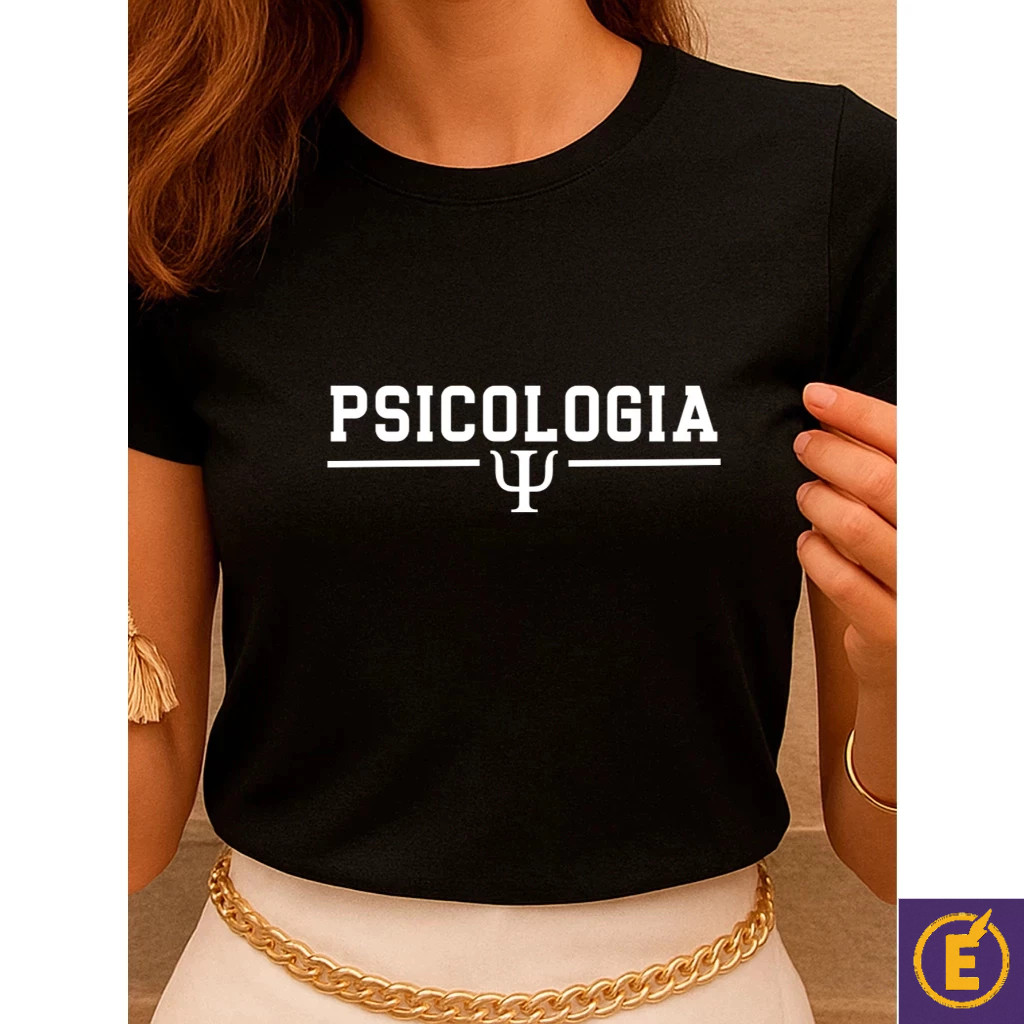 Blusa Feminina Psicologia camiseta Estampada Faculdade com Brasão Profissão 100% Algodão