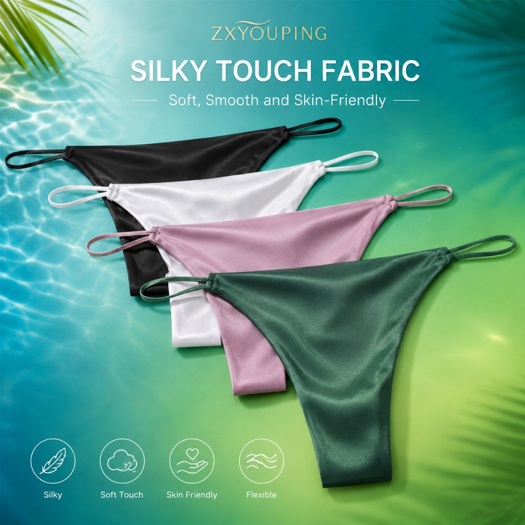 ZXYOUPING Calcinha Feminina Sem Costura Fio Dental , Tanga Leve E Sedosa De Cintura Baixa , Roupa Íntima Com Alça Dupla 